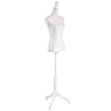 TecTake Damenbüste Schneiderpuppe Büste Torso mit Holzstandfuß | Höhenverstellbar: 133 – 168 cm - diverse Modelle - (weiß | Nr. 402566)