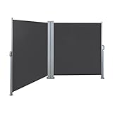 SVITA Ausziehbare Doppelseitenmarkise für Indoor und Outdoor 600 x 200 cm in Dunkelgrau