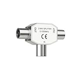 1 Stück Antennen Verteiler 2 Fach, Antennenverteiler, TV Splitter, Antennenkabel Verteiler, T-Kupplung Zweigeräte-Verteiler, T-Kupplung 0-1000Mhz, für Digitales TV und Kabel TV