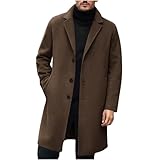 UHouse Wollmantel Herren Mantel Wolle Lang Elegant Wintermantel Business Herrenmantel Lange Winterjacke Männer Mäntel Übergangsmantel Herbst Trenchcoat Einfarbig Herbstmantel Braun L
