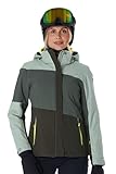 killtec Damen Ksw 67 Wmn Jckt Skijacke/Funktionsjacke Mit Abzippbarer Kapuze Und Schneefang, Grün/grau, 48 EU