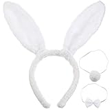 Tier Kostüm Set Kaninchen Hase Ohren Stirnband Kaninchen Ohren Stirnband Kaninchen Schwanz Kaninchen Krawatte für Kinder Erwachsene Ostern Party Gefallen oder Kostüm Dekoration