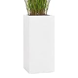 Pflanzwerk® Pflanzkübel Fiberglas Weiss Tower 80x40x40cm *Frostbeständige Blumenkübel* *Deutsche Premiumqualität* *Lotus-Effekt Imprägnierung*