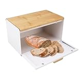 Brotkasten aus Holz mit großem Fassungsvermögen und Deckel oben, Vintage, robuster Brotkasten für die Küche, Aufbewahrung, weiß, Brotkasten-Organizer für frisches Brot