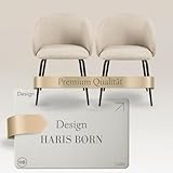 Haris Børn® Design Esszimmerstühle (2er Set) beige - Premium Qualität - Küchenstühle & Esszimmerstühle mit armlehne - stühle esszimmer - 30-Tage Zufriedenheitsversprechen