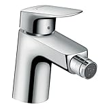 hansgrohe Logis Einhebel-Bidetarmatur, Komfort-Höhe 70mm mit Zugstangen-Ablaufgarnitur, Chrom