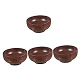 Cabilock 4 Stück Salatschüssel aus Holz mit Verbrühschutz salat bowl salatschalen nachtischschalen salat schüsseln Platte Pasta Teller Obstschale für die Küchentheke Holzschüssel Coffee
