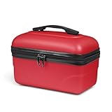 Kinston Kosmetiktasche Vanity, Hartschale mit Griff, Reiseorganizer, Aufbewahrungsbox - Große Kapazität (Rot/Großes Modell)