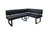byLIVING Eckbank Vancouver/Vintage Mikrofaser anthrazit/Metall Gestell schwarz pulverbeschichtet/Taschenfederkern/Langer Schenkel Links/Küchenbank/Sitzbank / 181,5 x 125, H 86 cm