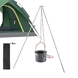 Stativ zum Kochen am - Herdstativ Campingzubehör,Outdoor-Camp-Stativ mit verstellbarer Hängekette, Aluminiumlegierung, leichte, faltbare Überlebensausrüstung