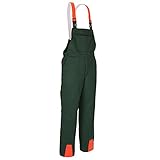 Profi Schnittschutzlatzhose KWF Latzhose Schnittschutzhose Forsthose made in Germany, Grün Orange, 54