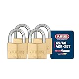 ABUS Vorhängeschloss Messing 65/40 - 4er Set, gleichschließend - Kellerschloss, Spindschloss u. v. m.- Messing-Schlosskörper - gehärteter Stahlbügel - ABUS-Sicherheitslevel 5