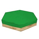 GYZOUKA Sechseckige Sandkastenabdeckung, Sonnenschutz-Polyester-PVC-Sandkastenabdeckung mit Verbessertem Kordelzug, für Sandkasten-Poolspielzeug Im Garten Im Freien (Grün)