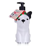 Seifenspender Bulldogge HAPPY HOWLIDAYS - Flüssigseife im Pumpspender, Duft Vanilla Frost, Seife Winter, Handseife Weihnachten, Wichtelgeschenk