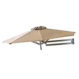 Terrassenschirm für den Außenbereich, 2,2 m, mit 8 Aluminium-Rippen, Wandmontage, klein, rund, zum Aufhängen, faltbar, Sonnenschutz für Garten, UV-geschützt, Sonnenschirm für Terrasse, Dunkelrot,