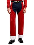 Fldy Herren Kostüm Weihnachten Lustige Weihnachtsmann Hose Chaps Cowboy Santa Claus Outfit Für Weihnachtsparty Rot XL