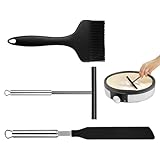 Patifirst Pfannenwender - 3 Teile Pfannkuchen Streicher Set Mit Ölpinsel | Lebensmittelechtes Küchenwerkzeug für Pfannkuchen Frühstück Burger Frittieren Backen Haushalt