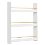 SONGMICS Bücherregal Kinder, Kinderregal mit 3 Ebenen, Spielzeugregal, Wandregal, für Kinderzimmer, Spielzimmer, weiß-naturfarben GKR013W02