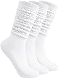 Cooraby 3 Pairs Womens Slouch Socks Soft Breathable Scrunch Knee High Extra Long Boot Socks Retro Comfortable Size 5-8