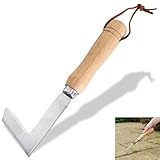 NUWIQ Fugenkratzer, Edelstahl Unkrautmesser, Garten Handjätgerät mit Griff,Unkrautkratzer mit Holzgriff, Unkraut Messer zum Entfernen von Moos und Unkraut, Gartenwerkzeug