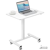 VEVOR Laptoptisch Höhenverstellbar 713–1118 mm Notebooktisch Projektionstisch, Weiß Laptoptisch Rollbar 690 x 480 mm Mobiler Schreibtisch Pflegetisch Computerschreibtisch Workstation Stand up Computer