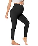 QGGQDD Damen Umstandsleggings Umstandsmode High Waist Umstandshose Blickdicht Schwangerschaft Für Schwangere Yoga Sport（Schwarz,M）