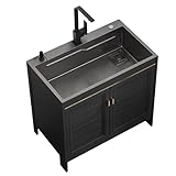 Küchenspüle Spüle mit Unterschrank,Freistehende Edelstahl Spültisch 1 Becken,Spülenschrank mit Spüle und Armatur,Spülbecken Waschbecken küche,für Outdoor,Garage,Badezimmer,Waschküche(72x45x74cm/28.3x1