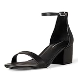 Amazon Essentials Damen Sandale mit Absatz und Zwei Riemchen, Schwarz Kunstleder, 38.5 EU