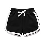 Unisex-Shorts für Mädchen und Jungen, Lauf-Shorts, Sweat-Shorts, Sommer, Strand, athletisch, Sport, Jogger-Shorts für Baby bis Teenager, Schwarz , 13-14 Jahre
