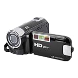 Kids Videokamera-Camcorder, 16x 1080P 30fps Vlogging Kamerarecorder mit Drehbarem 2,7-Zoll-TFT-Bildschirm, Class10 U3-Chip, Fülllicht, Eingebautem Lautsprecher, Support 32GB Expandable(Schwarz)