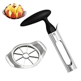 Apfelentkerner Set, 1 Apfelausstecher Schwarz + 1 Apfelteiler Edelstahl, Praktische Küchenhelfer für Obst und Gemüse, Ideal für Salate, Snacks und Mahlzeiten