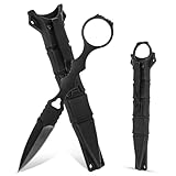 Fonyet Outdoor Messer Feststehend Neck Knife Messer EDC Messer mit Kydex Holster, 6,5CM Full Tang Zweischneidiges Survival Messer Gürtelmesser Camping Messer Stiefelmesser (Zweischneidiges Messer)