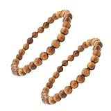 Made by Nami Chakra Yoga Armband 2er Set Damen & Herren - 6mm Perlen-Armband aus dem Zen-Buddhismus für Familie und Freunde - Tantrische-Schutzwirkung, Glücksbringer, Talisman (Holz Set)