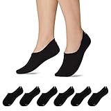 Snocks Füßlinge für Damen und Herren aus Bio-Baumwolle 6 Paar - Rutschfeste und unsichtbare Sneakersocken - Kurze Socken Gr. 39-42 - Farbe Schwarz