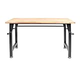 HEMMDAL Werkbank | 200 kg Tragkraft | HxBxT 105 x 135 x 60 cm | 3,5 cm Starke Holzplatte | höhenverstellbar | hochrobust aus pulverbeschichtetem Stahl | Profi-Arbeitstisch | Werktisch