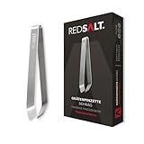 REDSALT® Profi Grätenpinzette schräge Spitze 11cm | rostfreier Edelstahl INOX matt 18/10 Qualität | Fischgrätenpinzette 100% spülmaschinenfest | Fischgrätenzange Fisch Entgräter Grätenzange Pinzette