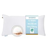 Regina Home 3-Kammer-Kopfkissen - 40x80 cm - Ergonomisches Nackenkissen mit 10% Federn & 90% Daunen - Waschbar & Allergiker Geeignet - 100% Baumwolle
