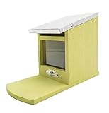 Dehner Natura Premium Eichhörnchen Futterhaus, Futterstation für Eichhörnchen, hängend, ca. 12.5 x 18.5 x 25 cm, aus FSC-zertifiziertem Kiefernholz / Plexiglas, hellgrün
