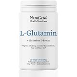 NatuGena L-Glutamin, bioaktives Biotin, trägt zur Erhaltung der Schleimhäute, Haut und Haare bei, 150 g Pulver (2.5 Monats Packung)