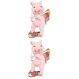 Cabilock 2 STK Schweineschmuck Schweine Skulptur Pig Statue Plüsch Pop das bastelsachen simuliertes Harz Rosa
