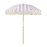 Großer 200 cm großer Strandschirm mit Fransen, UV-Schutz und neigbar, wasserdicht, Terrassenschirm mit 8 Rippen für Garten, Balkon, Hinterhof, Deck und Pool (Farboptionen erhältlich), rose