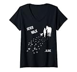 Damen Never walk alone Pferd, Hund und Reiterin T-Shirt mit V-Ausschnitt