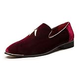 CMM Herren Slipper Penny Slipper Flats Samt Slip-On Kleid Plus Size 39-47, Rot (rot), 46.5 EU
