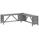 INLIFE Garten-Eckbank mit Pflanzkübel 117 cm Massivholz Akazie Grau