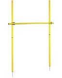 SPORTIKEL24 Hürdenset – Slalomstangen ø 32 mm, 100 cm mit Metallspitze & höhenverstellbarer Querstange – Farbe Gelb – Outdoor-Training für Agility & Parcours