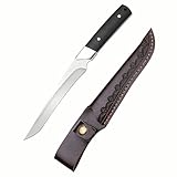 TIMKOSS Hochwertiges Outdoor Jagdmesser Feststehend Gürtelmesser mit Holster und Holzgriff, Ideales Survival Messer aus einem Stück Stahl gefertigt