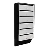 Profirst Quarten 6 Briefkastenanlage Stahl Silber/schwarz Zylinderschloss Namensschildhalter für 6 Parteien Wandbriefkastenanlage inkl. Befestigungsmaterial