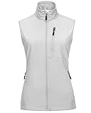 33,000ft Damen Leichte Laufweste Outdoor Softshell Weste Frau Ärmellose Jacke Winddichte Wasserdichte Atmungsaktive Vest Gilet für Laufen Golf Wandern Eisgrau M