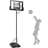 COSTWAY Basketballkorb mit Ständer Outdoor, Basketballständer 180-305 cm höhenverstellbar mit 2 Rädern, Korbanlage, Basketballanlage für Kinder, Erwachsene