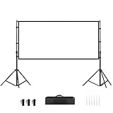 Aqkgtj 100/120/150inch Outdoor Beidseitig Beamer Leinwand mit Ständer, tragbare höhenverstellbare Filmleinwand mit Tasche für Heimkino, Büro, Camping(150inch)